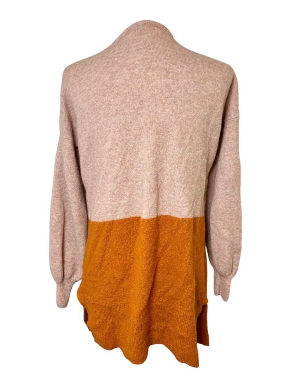 Madewell Pink Golden Brown Alpaca Wool Blend Colorblock Cardigan XS - Picture 4 of 8